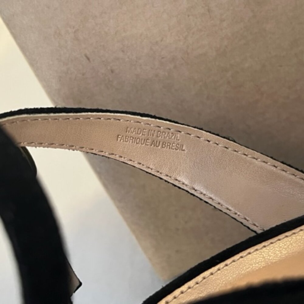 By Anthropologie Square-Toe Ankle-Strap Black Heels Size 39 - Picture 4 of 6